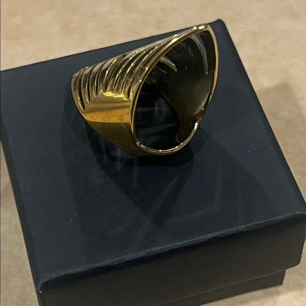 Geometric Gold Stainless Steel Statement Ring
